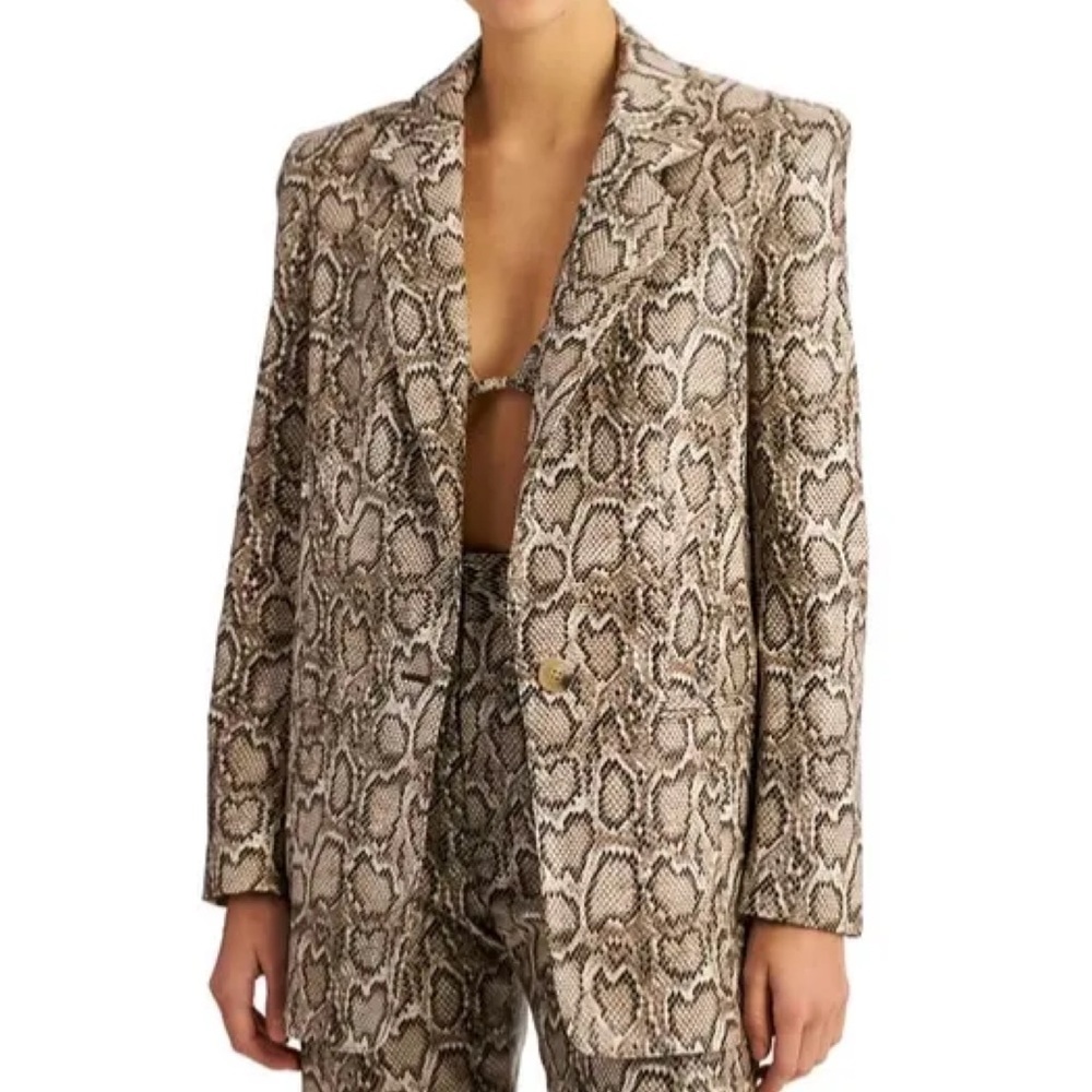 Revolve Ronny Kobo Annabelle Blazer Jacket Snakeskin Print Medium NWT - Picture 2 of 9